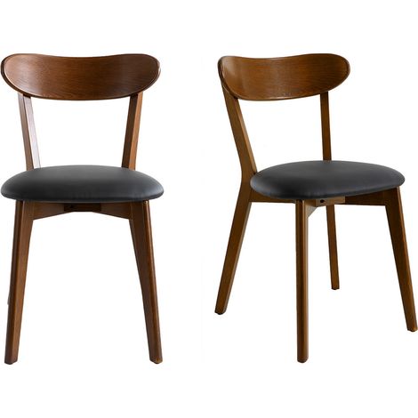 Stühle Vintage dunkles Holz und schwarze Sitzfläche (2er-Set) DOVE