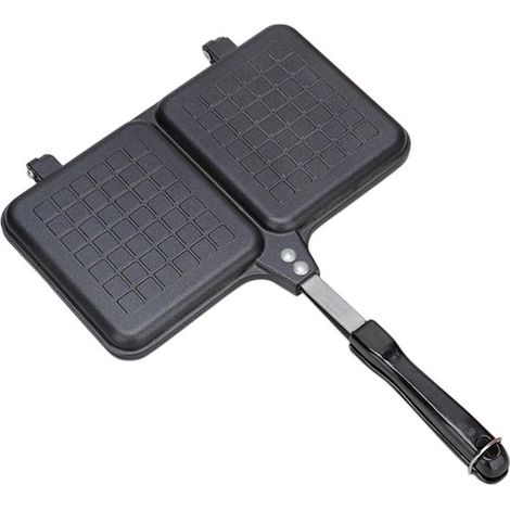Piastra tostapane per sandwich, ideale per pasti veloci, doppia piastra, 36 x 25 cm, nera. (1/5)