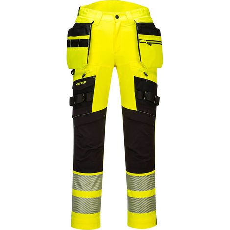 Pantaloni DX4 Hi-Vis con tasche flottanti Giallo/Nero XS - FR(36) - UK(28) (1/2)