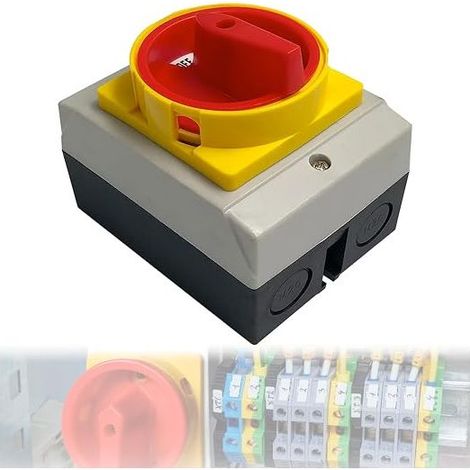 Main switch, 16 A, 3 poles, rotary switch, IP65 stop switch, repair switch with power separation box for connecting switches and (1/3)