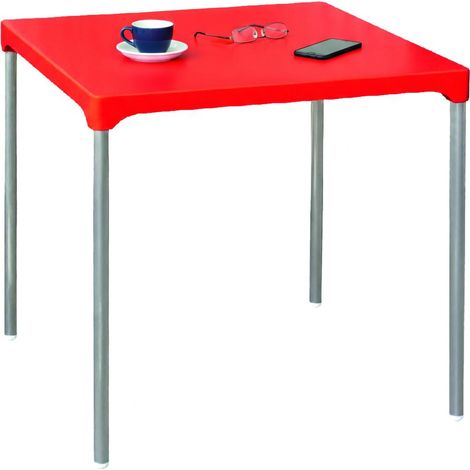 Tavolo da Esterno Brownstown, 4 Posti, Tavolo Tavolo Fisso Quadrato Made in Italy, Lunghezza Massima 75 cm, 75x75x72h cm Rosso