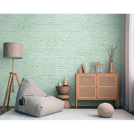 Papier peint intissé Briques & pierres Bleu, Vert, Turquoise - 1,59 x 2,8 m (1/3)