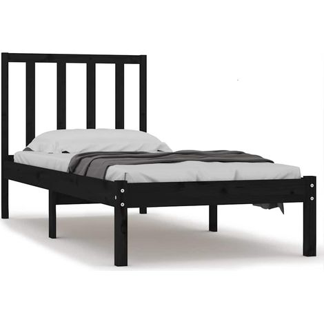 Maison Exclusive - Massivholzbett Schwarz Kiefer 75x190 cm (1/5)