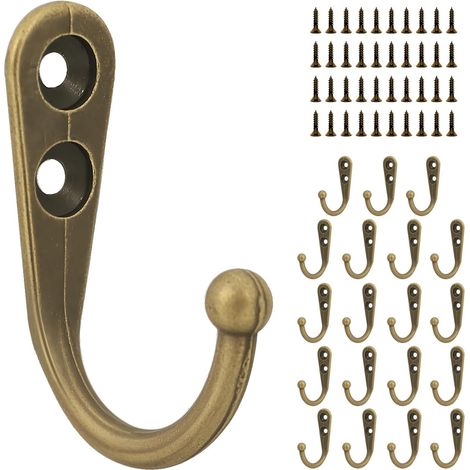 20 ganci per appendere oggetti, portachiavi, ganci da parete, pratici ganci per chiavi, cappelli, tazze, cappotti (bronzo anticato) (1/4)