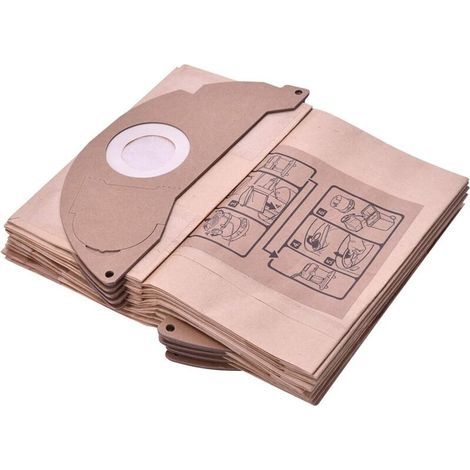 Paquet de 10 sacs poussi re sous vide Dustbag pour Karcher A2004/WD2250/MV2 ref 6.904-322.0 Compatible avec (1/5)