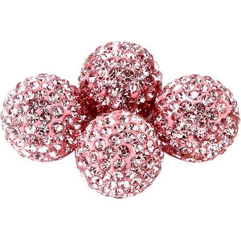 4er-Set Autoreifenkappen mit Kristall- und Strasssteinen, glänzend und staubdicht, Autozubehör (rosa) – 1,80 x 1,80 x 1,60 cm – Rosa (1/4)