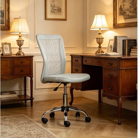 Sedia da ufficio ergonomica senza braccioli, girevole 360°, altezza regolabile, grigia HAVRYA (1/5)