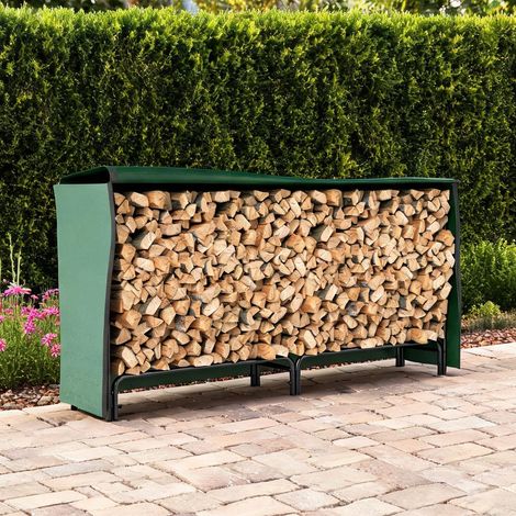 Porte-bûches negro en métal PE 200 x 36 x 99 cm (1/5)