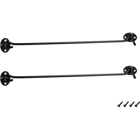 Loquet de porte, serrure de porte de grange, loquet coulissant en acier inoxydable de 14 pouces, noir, 2 pièces avec vis. (1/5)