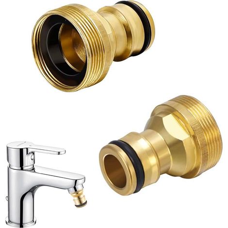 2 Pièces Adaptateur De Tuyau Raccord pour D'Arrosage Filetage Intérieur M22,Raccordement Robinet à Extérieur M24, Connecteur En Laiton Jardin Cuisine Lave-Linge -