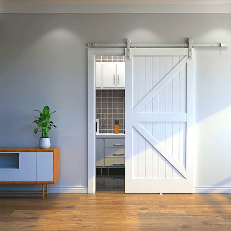 Sifree – Rail de porte coulissante 200CM – Acier carbone inox – Résistant à l'eau – Kit complet avec butées et poulies (1/3)