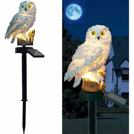 Lumières actionnées solaires de Jardin, lanternes de décoration de lumière de lumière Solaire extérieures imperméables de décoration de Forme de Hibou s'allument pour Le Jardin (Blanc) (1/5)