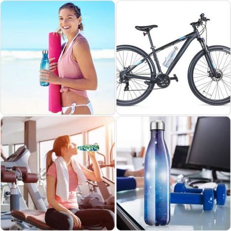 Bouteille d'eau en Acier Inoxydable Isotherme, Gourde Inox Réutilisable sans BPA isolé à Double Paroi Gourde Isotherme 500ml (1/4)