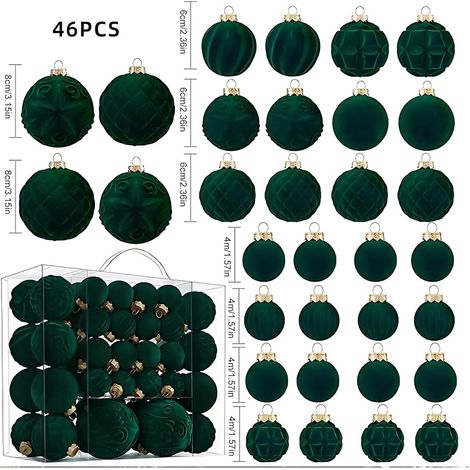 Boules De Noël - Boules En Velours Flockées - Décor De Sapin De Noël - 46 Pièces (1/5)