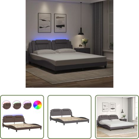 LED-Leuchten - Bettgestell "Viana" mit LED ohne Matratze Grau 180x200 cm (1/5)
