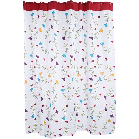 Rideau de douche à motif floral, imperméable, avec crochets de suspension n° 2 (1/5)