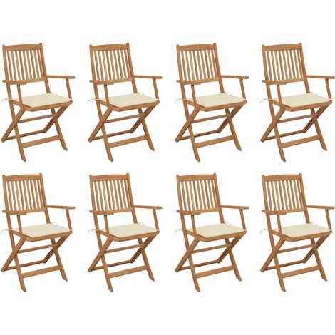 Chaises pliables d'extérieur avec coussins 8 pcs Bois d'acacia 25 (1/5)
