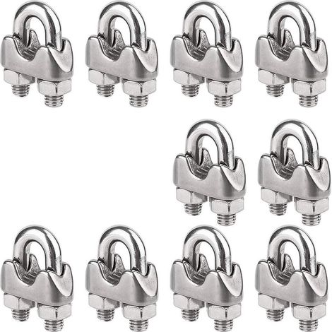 10 Pièces Serre-Câbles étrier M4 Pince en 304 Acier Inoxydable U-pinces en pour le Serrage de Câbles en Acier pour L'industrie, etc. (1/5)