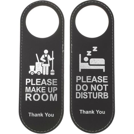 Lot de 2 panneaux de porte « Cabine maquillage » / « Ne pas déranger » pour hôtel-24X8CM-Black (1/3)