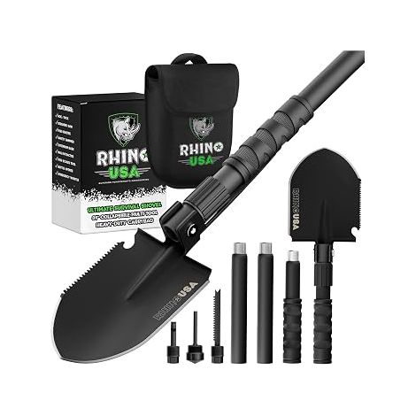 Pelle Pliante avec Pointe Outil pour Creuser en Acier Carbone de Style Militaire pour Le Tout Terrain Pelle Jardinage Accessoire Camping Accessoire Détecteur Métaux-2 (1/5)