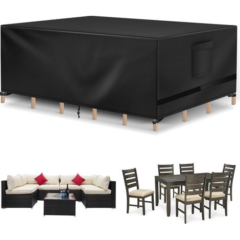 Housse imperméable et anti-poussière pour mobilier de jardin, noire, 120 x 120 x 74 cm, (1/4)