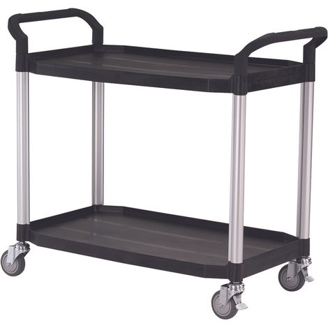 Chariot de service polypropylène Noir 2 Plateaux 1100 x 520 x H950 mm - Matériel CHR Pro