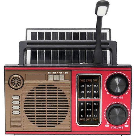 Radio FM/AM/SW d'extérieur, solaire, bande complète, radio d'urgence, récepteur radio haute sensibilité avec haut-parleur LED et Bluetooth. (1/5)