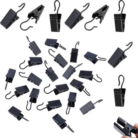 60 Pièces Pinces à Rideaux en Métal Clips de Rideau en Acier Inoxydable avec Crochets Pince Attache Rideau pour Draperie, Pince Rideau Douche, Photo, Lumières