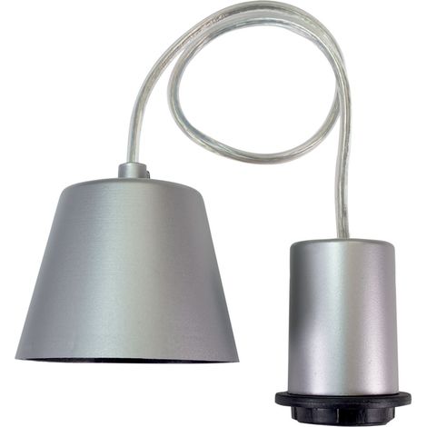 Monture suspension luminaire E27 argentée cylindrique, montage avec ou sans abat jour, 60W maxi- Tibelec (1/2)