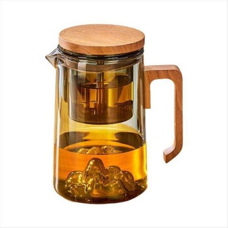 Cafetière en Verre Filtrant Résistance Aux Hautes Températures Filtration et Séparation Théière en Verre Filtrant en un Clic (1/5)