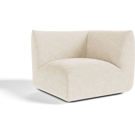 Module d'angle réversible en velours chenillé crème (1/5)