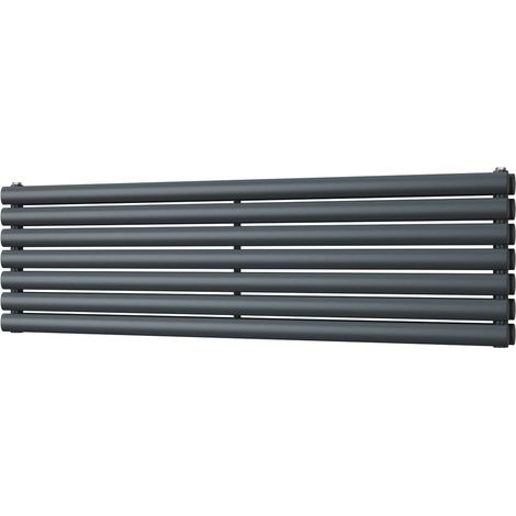 Omeara Axis - Anthracite Horizontal Radiator H406mm x W1400mm Double Panel