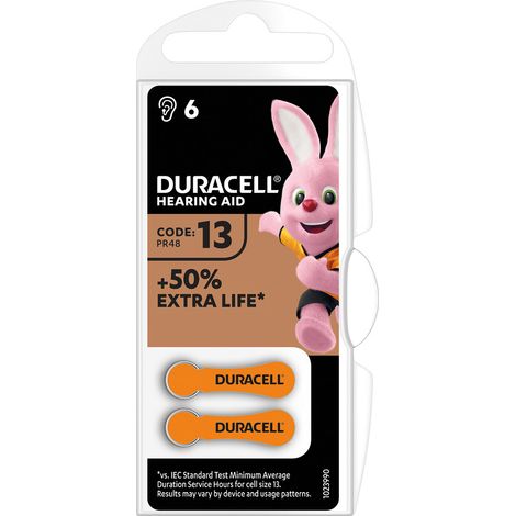 Pile pour aide auditive Duracell DA 13 Blister 6 unités