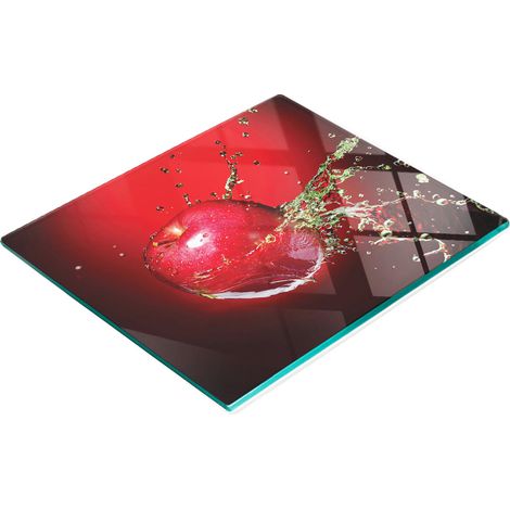 Tavoletta decorativa multifunzionale in vetro per cucina, colore rosso mela, 60x52 cm (1/5)