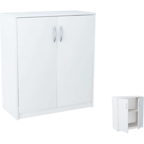 Cómoda blanca de dos puertas con estante
