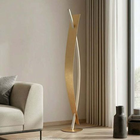 [NEUWERTIG] B-Ware Lucande Stehleuchte Lampe Marija LED dimmbar goldfarben 140cm warmweiß 3000K (1/2)