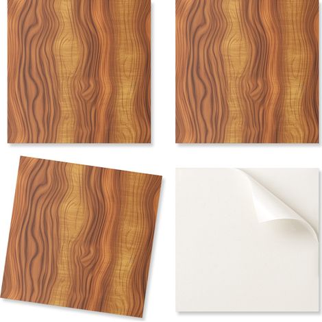 Vinilo autoadhesivo decorativo de pared con dise帽o de madera y ondas, 4x50x50 cm.