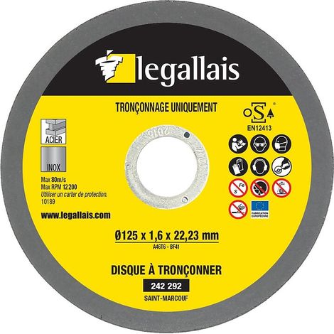 Disques à tronçonner métaux inox plat Saint Marcouf 125x1.6x22.23 en boîte de 25 - SIDAMO (1/2)