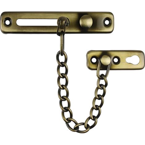 Chaîne de Porte de Sécurité acier inoxydable, Limiteur de Porte Étroit Serrure Verrou Portes Anti-Vol à Ressort, Chaîne de Sécurité de Protection, Verrou pour Fenêtres Hôtels Bronze