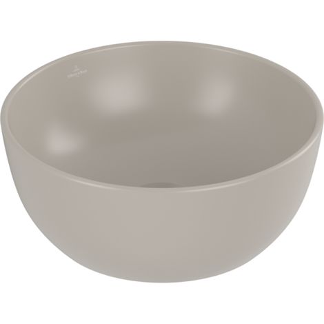Lavabo redondo de encimera Villeroy & Boch Artis de 32,5 cm con desagüe de flujo libre en color almendra