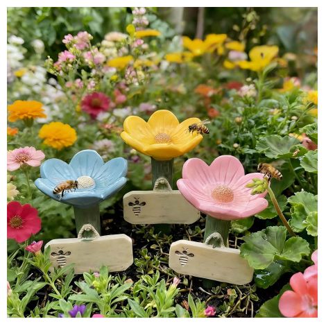 Blütenförmige Insektentränke, Tränke für Wildbienen im Garten, dekorativer Trinkbecherhalter für Blumen und Insekten, Insektentränke für bestäubende Insekten im Garten, Terrasse (1/4)