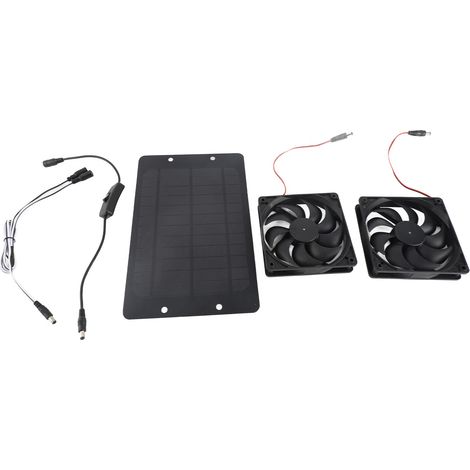 Ventilateur double solaire 20 W, 12 V, écoénergétique, avec interrupteur, pour camping-car, serre, maison avec animaux. (1/5)