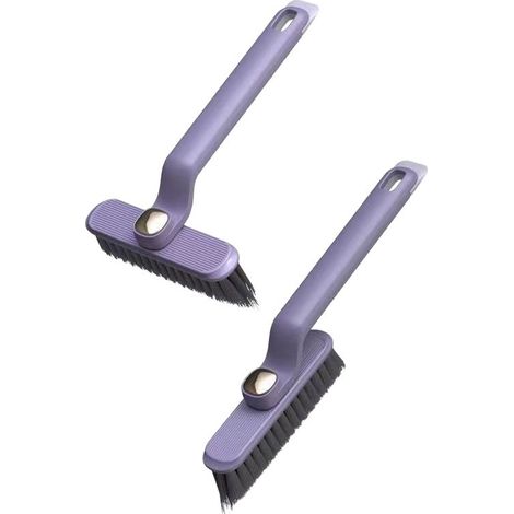 2 paires Brosse de nettoyage rotative 2-en-1 Plastique violet Bristles rigides à 360° Connecteur en forme de V Pour nettoyage des joints de carrelage de salle de bain Brosse multifonction pour nettoye (1/4)