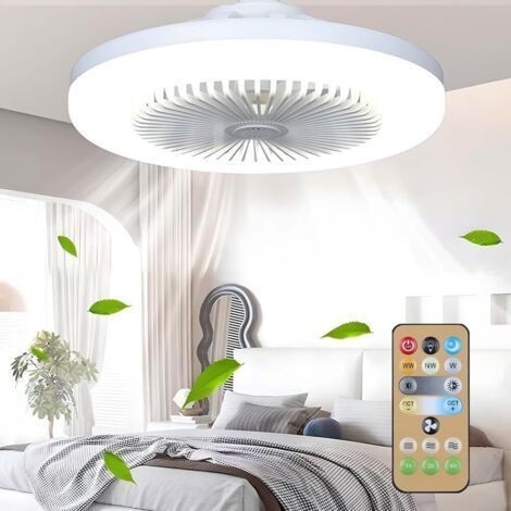 Ventilateur de plafond silencieux 10in – Lumière LED 3 couleurs – Télécommande incluse – 3 vitesses – Moteur puissant et silencieux – Classe énergétique A (1/5)