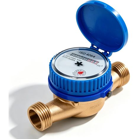 DN15 Compteur d'eau De Jardin 1/2", Compteur d'eau Froide, Compteur De Robinet avec Accessoires, Jardin Maison Débit d'eau Compteur De Mesure