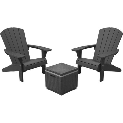 Keter Troy Adirondack Gartenstuhl 2er-Set + Allibert Ice Cube Tisch mit Kühlfach (1/5)