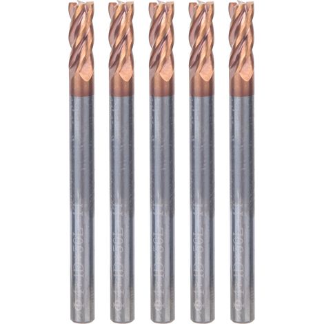 Lot de 5 fraises hélicoïdales 4mm 4 dents nano revêtement en acier tungstène pour fraisage CNC (1/5)