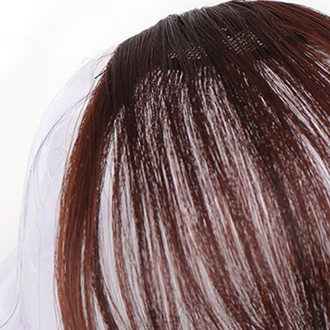 Barrette Frange en Fibre Résistante à la Chaleur, Accessoire Cheveux pour Extensions, Couleur Brun Foncé (1/5)