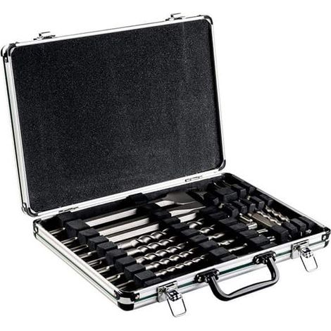 Metabo – Jeu de burins SDS-Plus 17 pièces 5-14 mm – 628414000 – Pour béton, pierre, brique – Mallette aluminium incluse