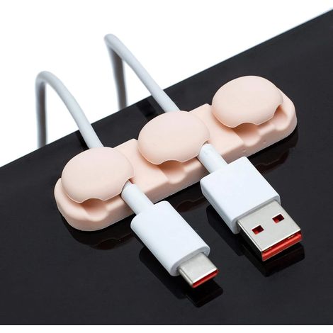Lot de 2 range-câbles adhésifs pour bureau, câbles de charge USB, câbles de souris, câbles d'alimentation, câbles PC, table de chevet, bureau, maison (1/5)